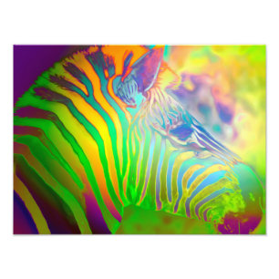 Psychedelic Wild Life Zebra Foto Afdruk