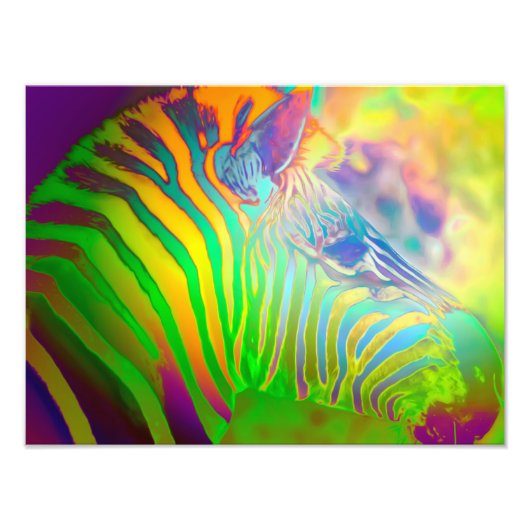 Psychedelic Wild Life Zebra Foto Afdruk (Voorkant)