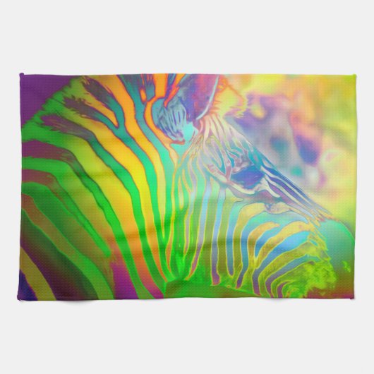 Psychedelic Wild Life Zebra Theedoek (Horizontaal)