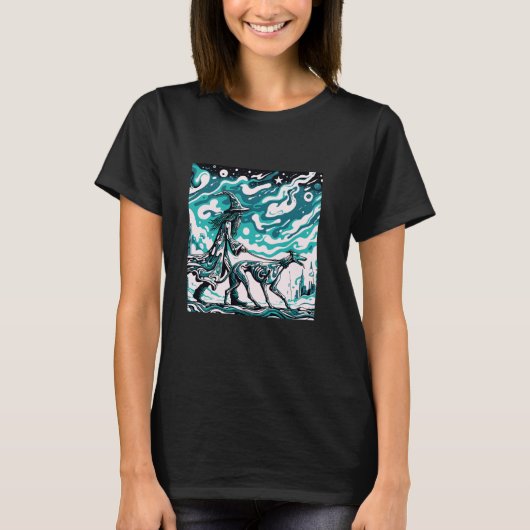 Psychedelic Wizard Walking Whippet Lurcher Greyhou T-shirt (Voorkant)