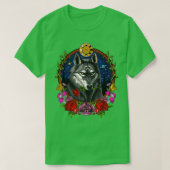 Psychedelic Wolf Forest Animal Moon Phases Fantasy T-shirt (Design voorkant)