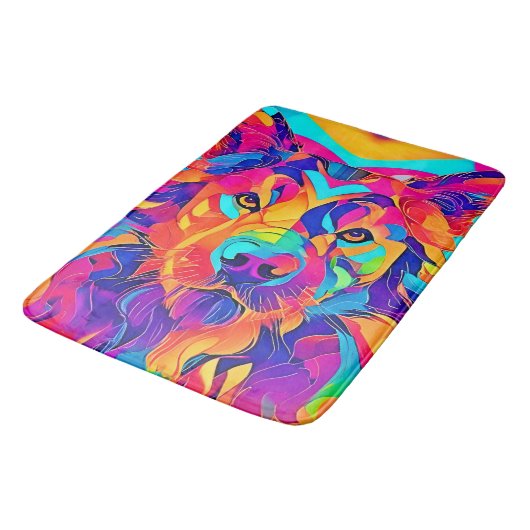 Psychedelic Wolf Majesty Badmat (Gekanteld)