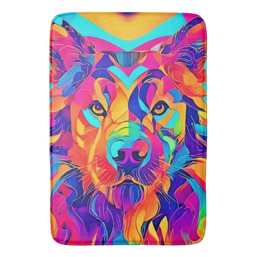 Psychedelic Wolf Majesty Badmat (Voorkant Verticaal)