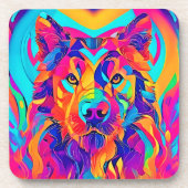 Psychedelic Wolf Majesty Bier Onderzetter (Voorkant)
