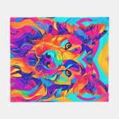 Psychedelic Wolf Majesty Fleece Deken (Voorkant (Horizontaal))