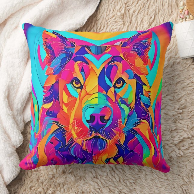 Psychedelic Wolf Majesty Kussen (Deken)