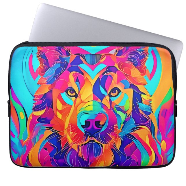 Psychedelic Wolf Majesty Laptop Sleeve (Voorkant)