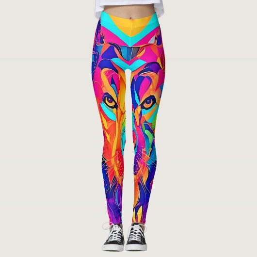 Psychedelic Wolf Majesty Leggings (Voorkant)