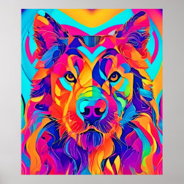 Psychedelic Wolf Majesty Poster