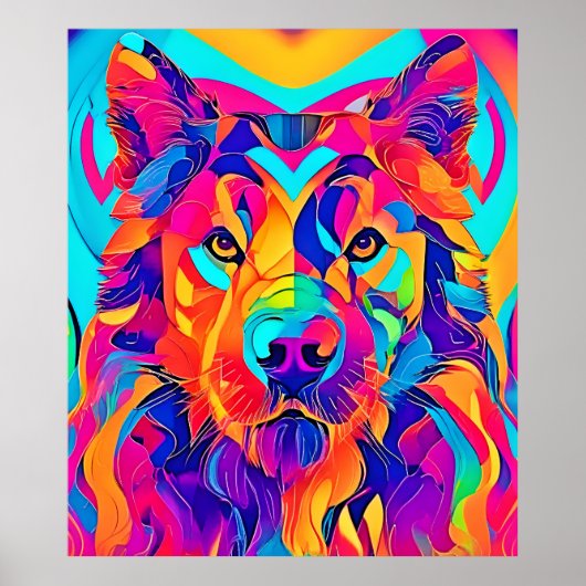 Psychedelic Wolf Majesty Poster (Voorkant)