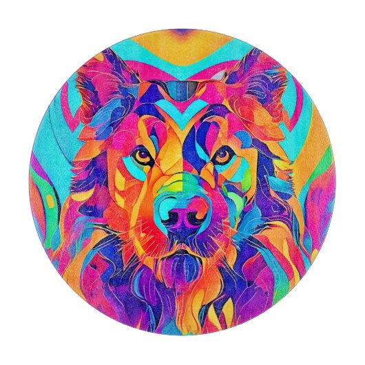 Psychedelic Wolf Majesty Snijplank (Voorkant)