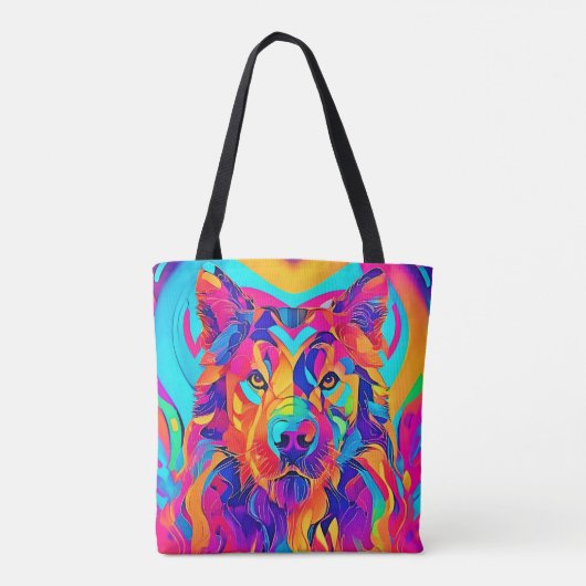 Psychedelic Wolf Majesty Tote Bag (Achterkant)