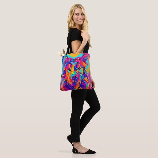 Psychedelic Wolf Majesty Tote Bag (Op model)