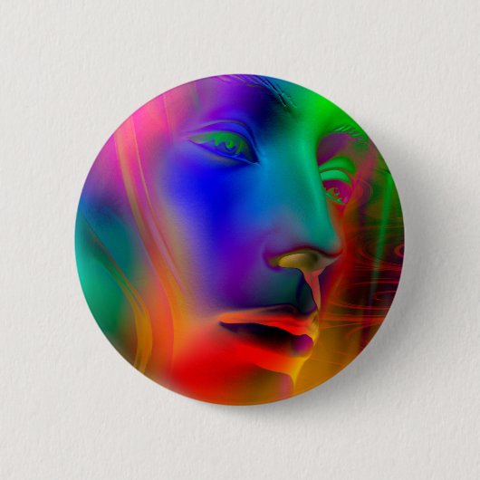 Psychedelic Woman Face Ronde Button 5,7 Cm (Voorkant)
