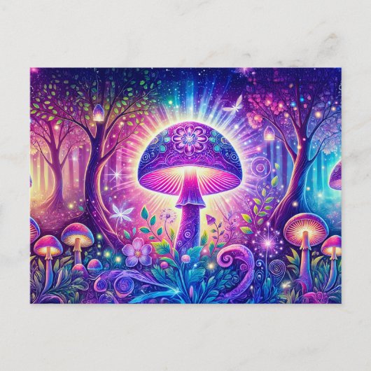 Psychedelic Wonderland Mystical Mushroom Fantasy Briefkaart (Voorkant)