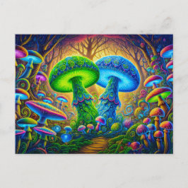 Psychedelic Wonderland Mystical Mushroom Fantasy Briefkaart