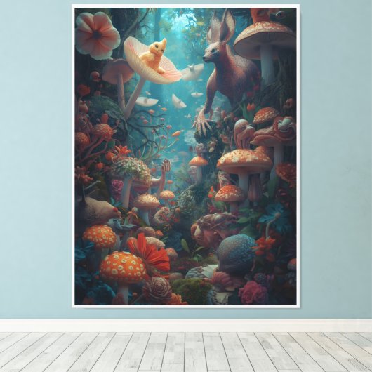Psychedelic woodland canvas print (Insitu (Houten vloer))