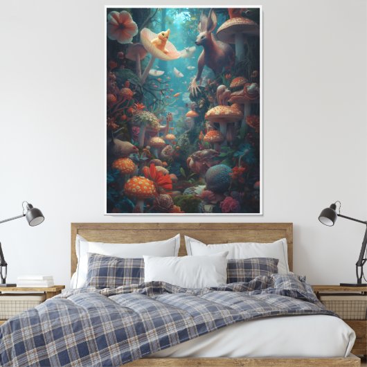 Psychedelic woodland canvas print (Insitu (Slaapkamer))