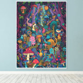 Psychedelic woodland canvas print (Insitu (Houten vloer))