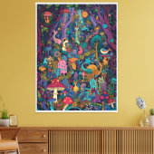 Psychedelic woodland canvas print (Insitu (Woonkamer))