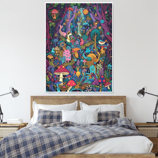 Psychedelic woodland canvas print (Insitu (Slaapkamer))