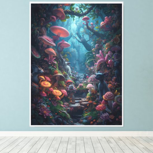 Psychedelic woodland canvas print (Insitu (Houten vloer))