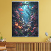 Psychedelic woodland canvas print (Insitu (Woonkamer))