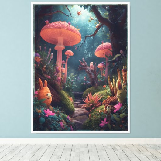 psychedelic woodland canvas print (Insitu (Houten vloer))