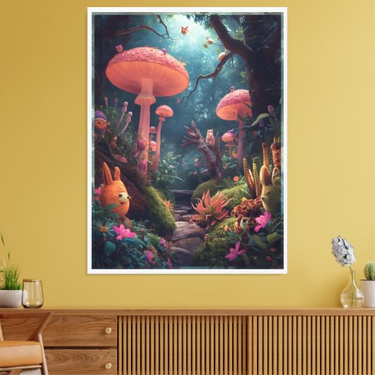 psychedelic woodland canvas print (Insitu (Woonkamer))