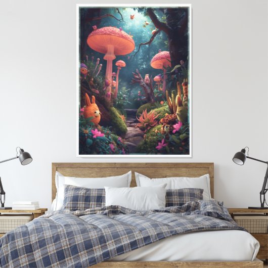 psychedelic woodland canvas print (Insitu (Slaapkamer))