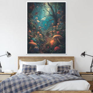 Psychedelic woodland canvas print