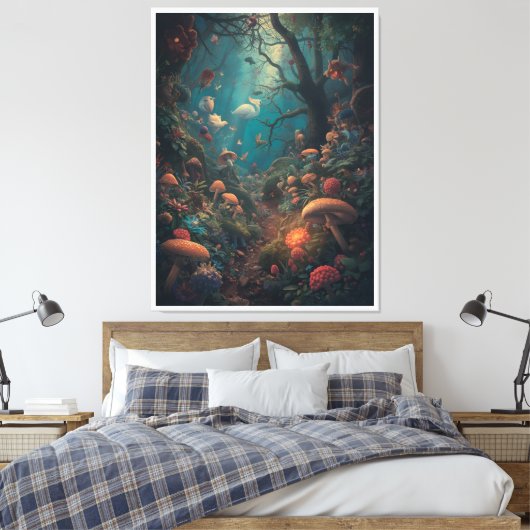 Psychedelic woodland canvas print (Insitu (Slaapkamer))