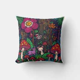 Psychedelic woodland cushion kussen