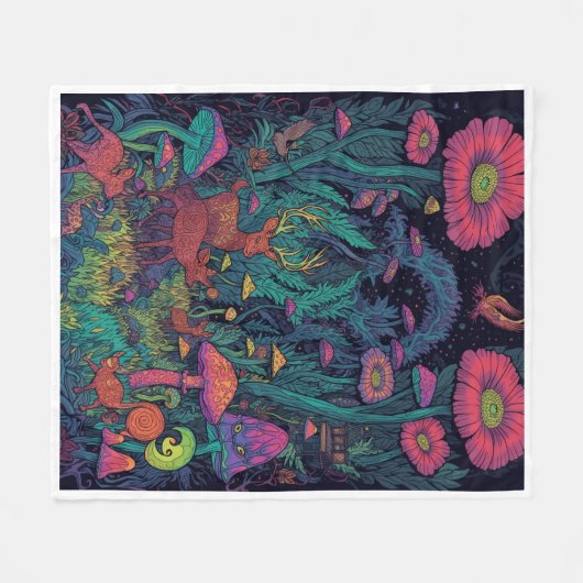 Psychedelic woodland fleece blanket (Voorkant (Horizontaal))