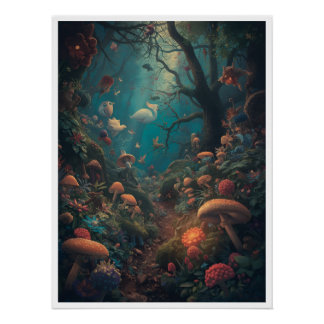 Psychedelic woodland poster