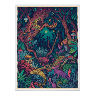 Psychedelic woodland poster