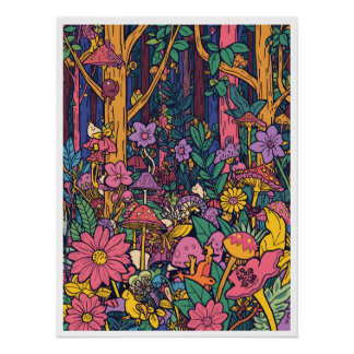 Psychedelic woodland poster
