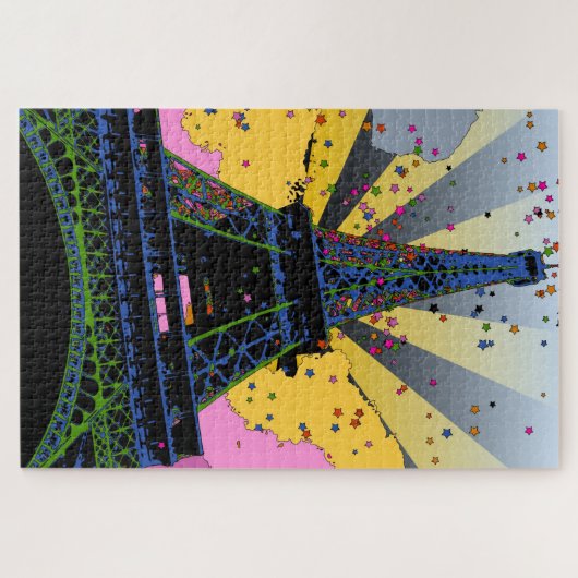 Psychedelic World: Eiffeltoren, Parijs, Frankrijk Legpuzzel (Horizontaal)