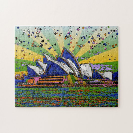 Psychedelic World: Sydney Australia Skyline A2 Legpuzzel (Horizontaal)