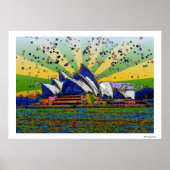 Psychedelic World: Sydney Australia Skyline A2 Poster (Voorkant)