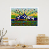 Psychedelic World: Sydney Australia Skyline A2 Poster (Keuken)