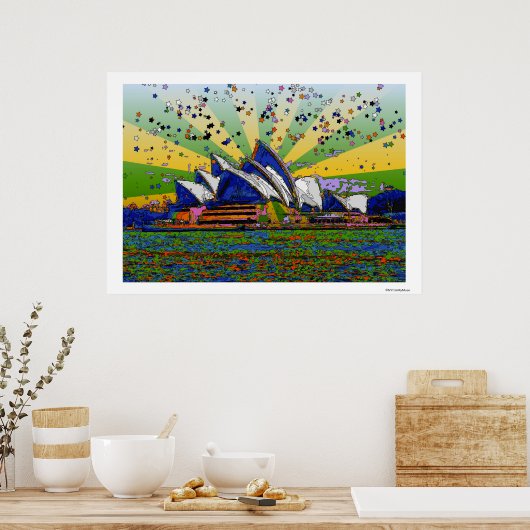 Psychedelic World: Sydney Australia Skyline A2 Poster (Keuken)
