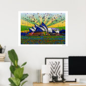 Psychedelic World: Sydney Australia Skyline A2 Poster (Thuiskantoor)