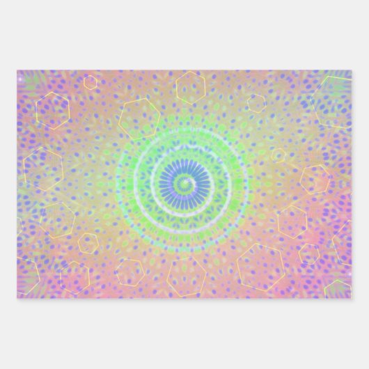 Psychedelic Wrapping Paper Flat Sheet Set van 3 (Voorkant 3)
