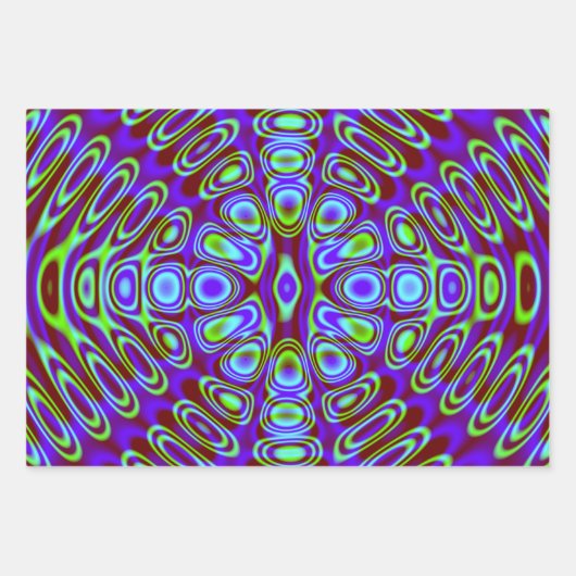 Psychedelic Wrapping Paper Flat Sheet Set van 3 (Voorkant 2)