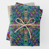 Psychedelic Wrapping Paper Flat Sheet Set van 3 (In situ)