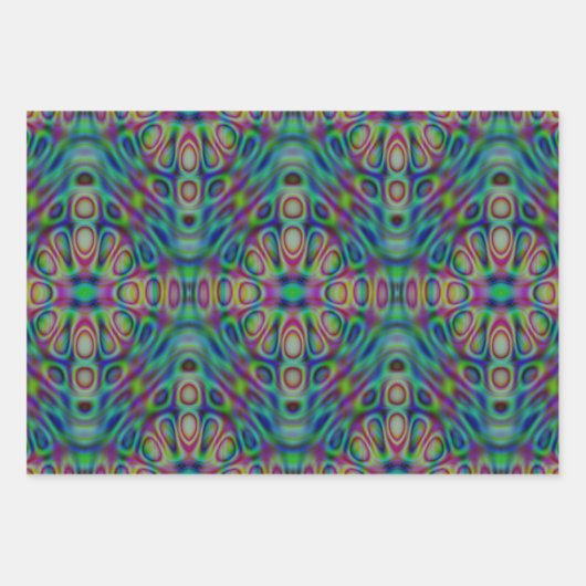 Psychedelic Wrapping Paper Flat Sheet Set van 3 (Voorkant)