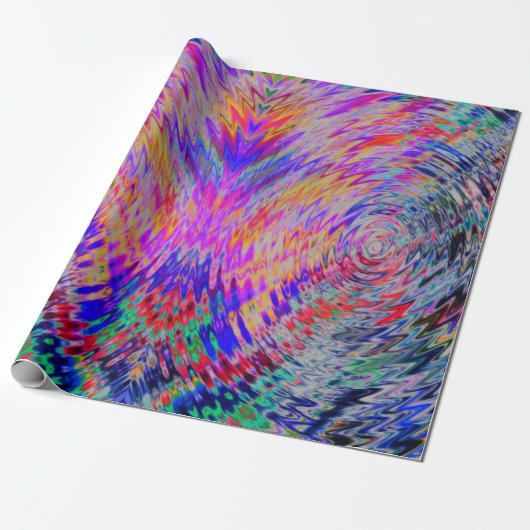 Psychedelic Wrapping Paper in regenboogneonkleuren Cadeaupapier (Uitgerold)