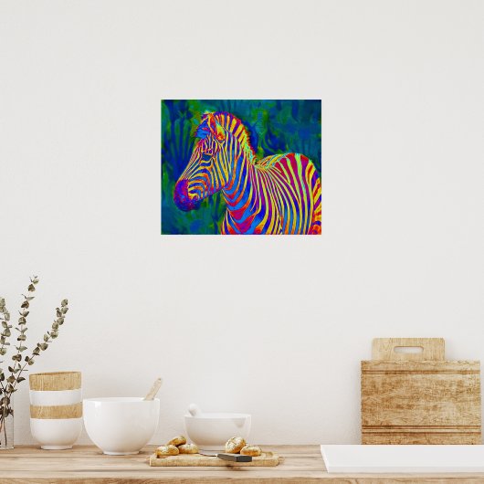 psychedelic zebra poster (Keuken)