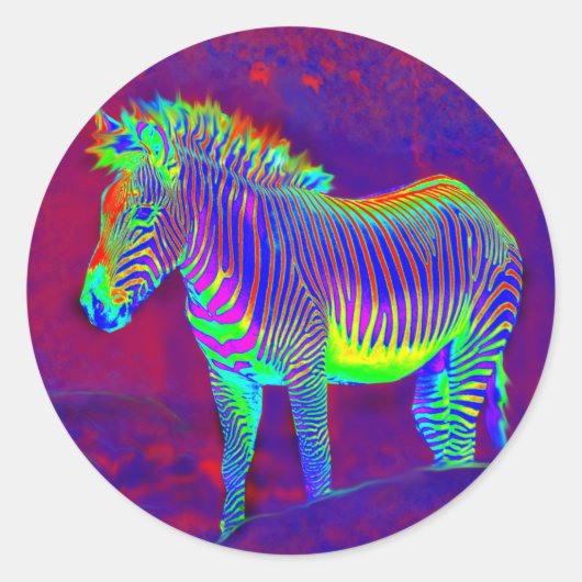 psychedelic zebra ronde sticker (Voorkant)
